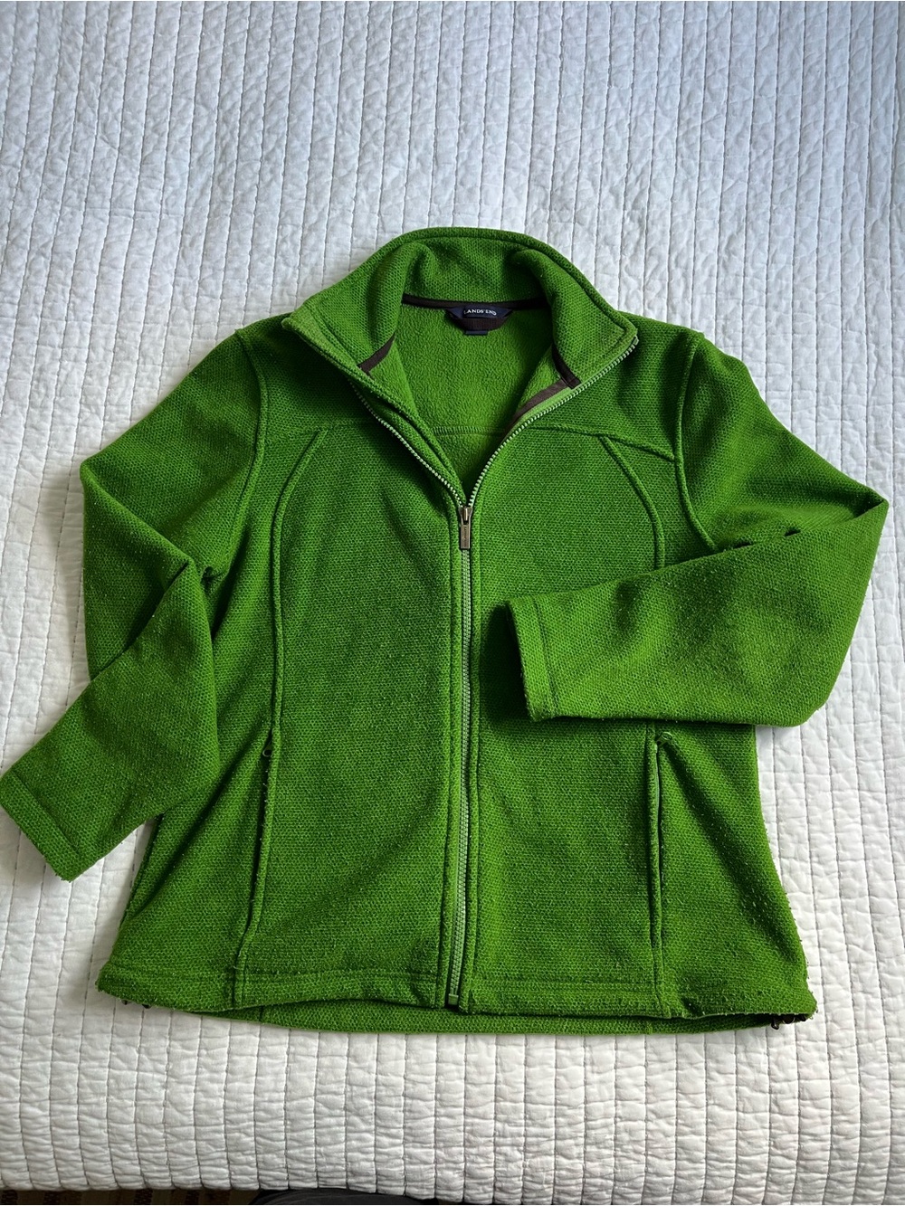 Lands' End Bright Green Women’s Full-Zip Fleece Jacket